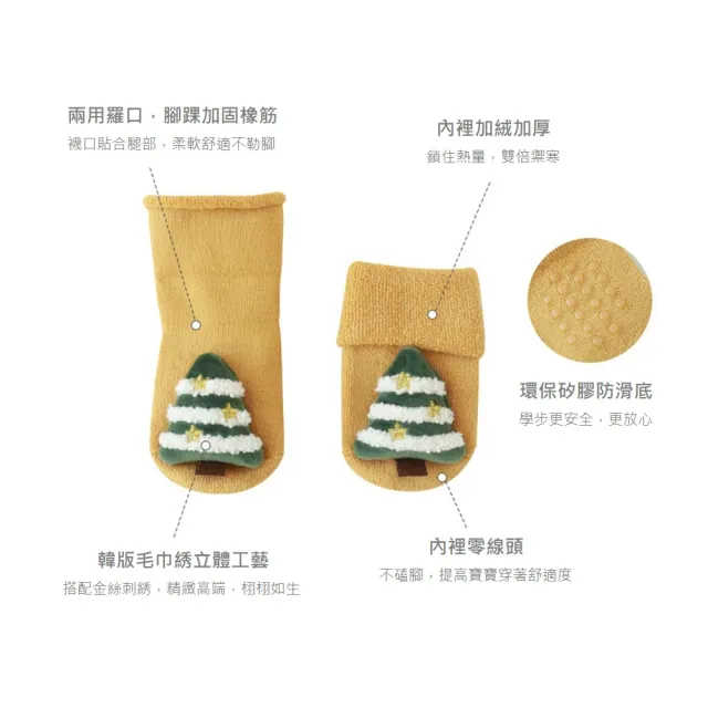 【Kori Deer 可莉鹿】毛圈加厚聖誕立體裝飾防滑嬰兒襪(保暖寶寶襪兒童襪嬰兒襪卡通童襪新年襪子)