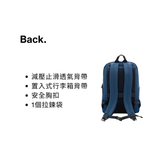 【BESIDE-U】後背包 上學/商務/通勤電腦包書包 大開口雙肩包 16吋筆電包 藍色(RFID防盜錄、防潑水)