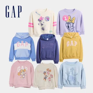 【GAP】女幼童裝 Logo刺繡印花圓領大學T/刷毛帽T-多款任選(816032&797762&816614&833131)