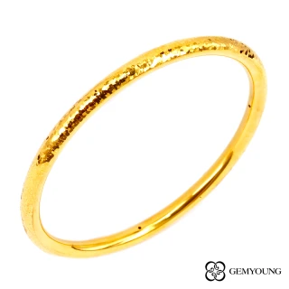 【JING YANG 晶漾】黃金手鐲碎碎冰圓管環(2.39錢±0.05錢)