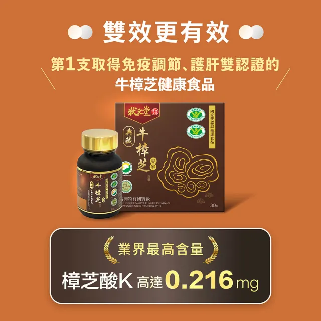 【狀元堂】典藏牛樟芝膠囊(30顆x乙盒/江宏恩代言/國家雙認證健康食品/保健禮盒)
