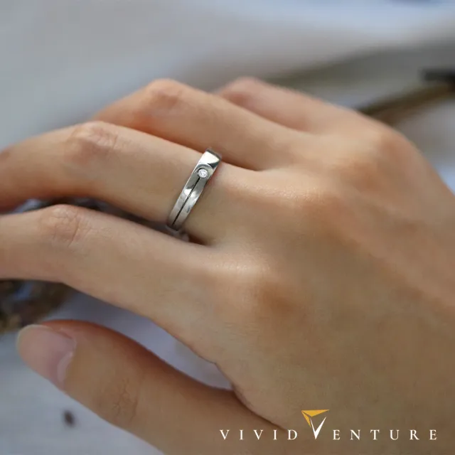 【Vividventure 亞帝芬奇】925純銀 5分 天然鑽石 真鑽 情侶 對戒 男戒 女戒 愛情。之間