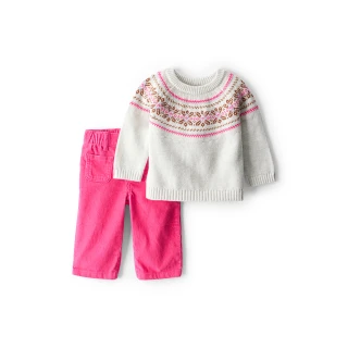 【Carter’s】童趣圖騰風 嬰兒純棉2件組套裝〔上衣/褲〕(原廠公司貨 童裝 嬰兒 毛衣/褲)