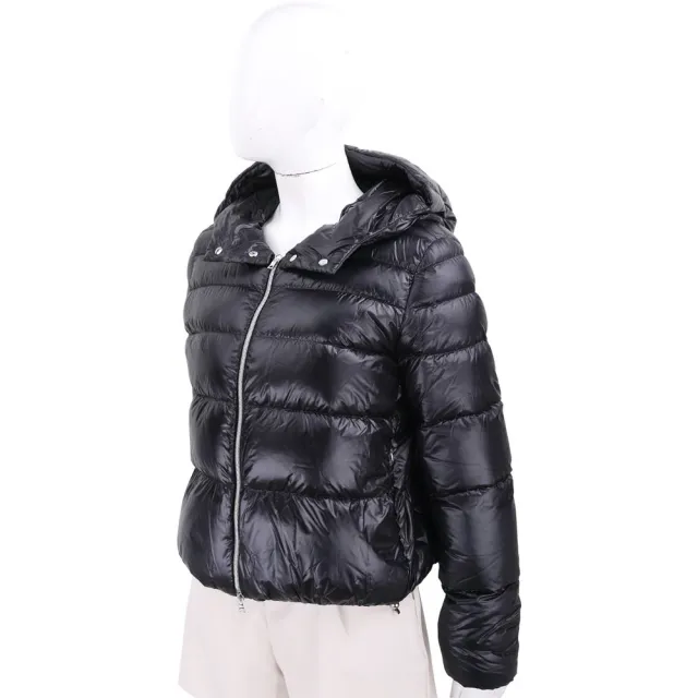 【HERNO】RESORT 黑色連帽 羽絨外套 輕量防潑水-女款(羽絨衣 功能性外套 防水 義大利頂級羽絨)