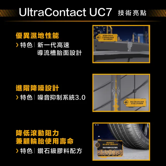 【Continental 馬牌】官方旗艦館_225/50R17 UltraContact UC7 全能均衡型輪胎4入(旗艦館安裝與1年道損補助)