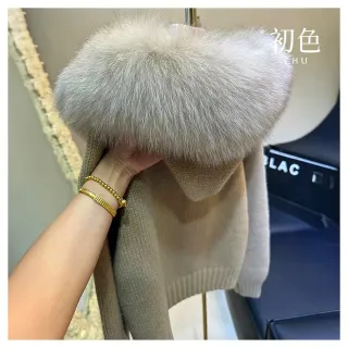 【初色】韓系純色長袖大毛領連帽拉鍊寬鬆針織毛衣上衣外套女外套-共3色-17249(F可選)