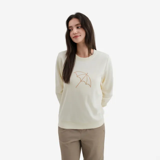 【Arnold Palmer 雨傘】女裝-大傘刺繡LOGO長袖大學T(白色)