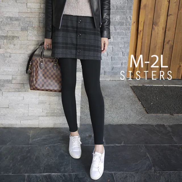 【SISTERS】英倫格紋假兩件短裙磨毛內搭褲/M-2L(冬新品/女長褲/短裙/磨毛/長褲/保暖/顯瘦)