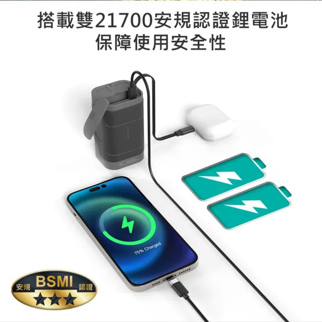 【SEEK】45W 10000mAh 防水伸縮線行動電源PW-130(IP66等級防塵防水認證、露營、登山、手電筒)