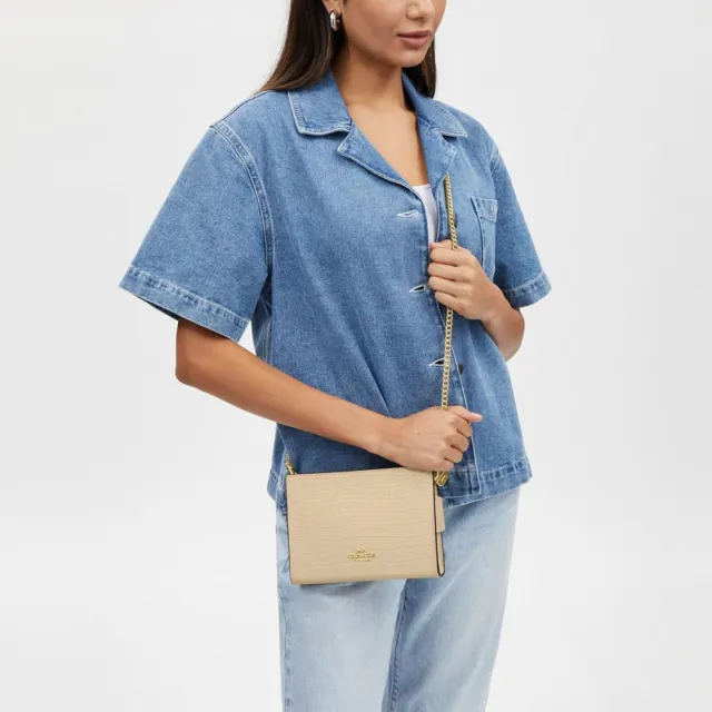 【COACH】蔻馳官方直營 SLIM纖巧型斜背包 側背包 斜挎包 手拿包-IM/象牙白色(CR237)