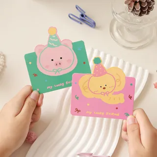【Paper Play】萬用卡片-可愛卡通動物造型卡片 祝福卡 生日卡 感謝卡 留言小卡(8款任選)