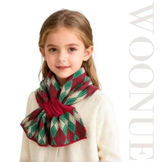 【WOONUE】高質感超柔針織聖誕短圍巾兒童加厚柔軟親膚保暖脖圍巾(聖誕節生日孫女孫子寶貝女兒禮物)