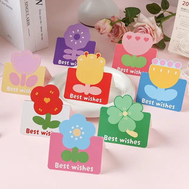 【Paper Play】萬用卡片-趣味可愛彩色小花圖樣卡片 祝福卡 感恩卡 留言卡(8款任選)