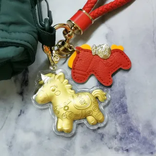 【財神小舖】2026金馬發財-金箔皮革鑰匙圈 掛飾(丙午火馬 生肖 招財 開運 新年送禮)