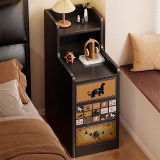 【XINGMU 興沐】床頭迷你收納櫃中古風小型臥室邊幾夾縫小櫃(夾縫收納/床邊收納/極窄設計)