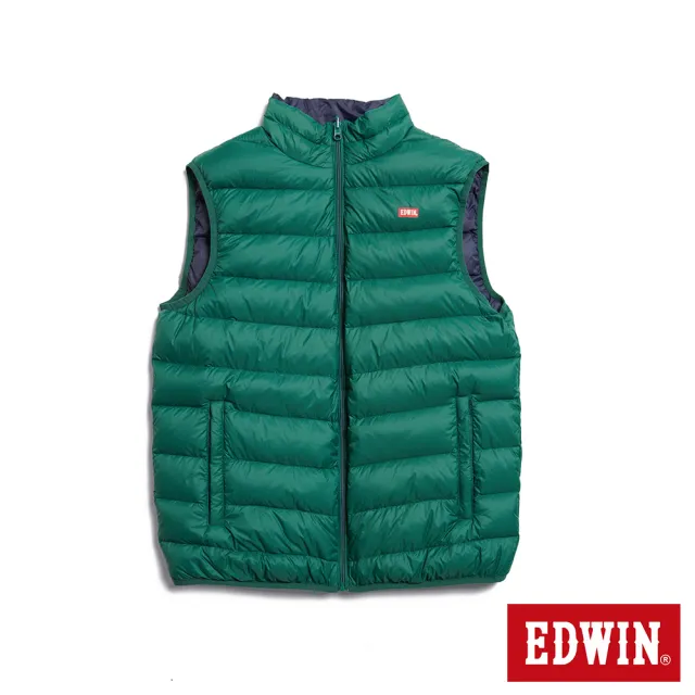 【EDWIN】男裝 超輕量雙面穿羽絨背心(苔綠色)