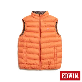 【EDWIN】男裝 超輕量雙面穿羽絨背心(桔色)