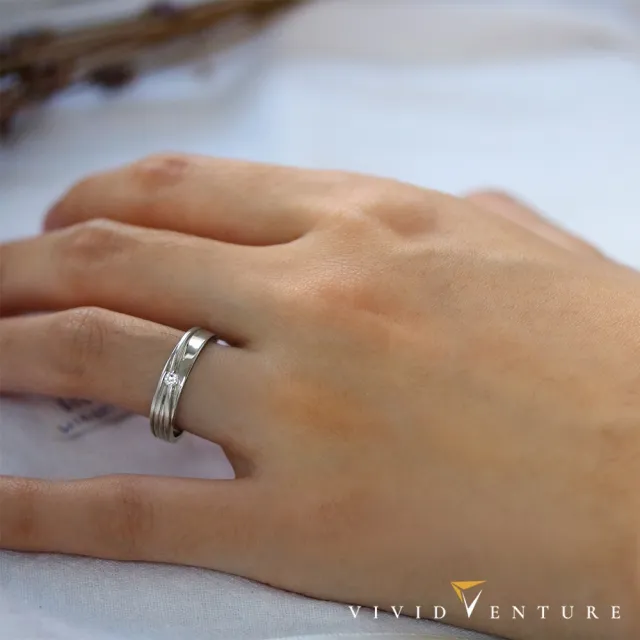 【Vividventure 亞帝芬奇】925純銀 5分 天然鑽石 真鑽 情侶 對戒 男戒 女戒 愛。環繞
