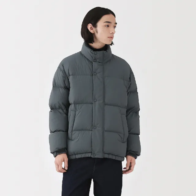【MUJI 無印良品】男輕量羽絨可攜式外套(黑色/煙燻藍)