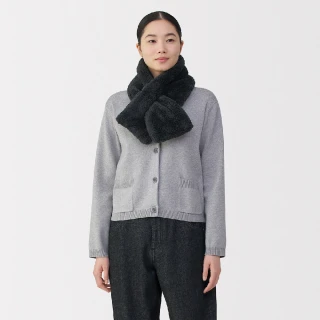 【MUJI 無印良品】再生聚酯纖維保暖絨毛圍巾(黑色/粉紅/灰棕/摩卡棕/淺米)