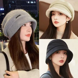 【Seoul Show 首爾秀】多款高質感挺版雙層兔毛帽毛呢八角帽貝雷帽棒球帽漁夫帽(防寒保暖)