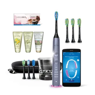 【Philips 飛利浦】官方直營 Sonicare  鑽白極淨智能鑽石音波震動牙刷/電動牙刷-絢光銀HX9924/42