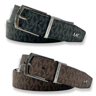 【Michael Kors】MK 男生 皮帶 滿版LOGO 旋轉扣頭 兩面使用 男款 腰帶(36F5TBLY3B)