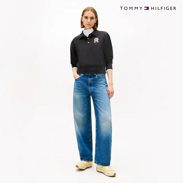 【TOMMY HILFIGER】官方旗艦館Varsity Polo衛衣_黑色