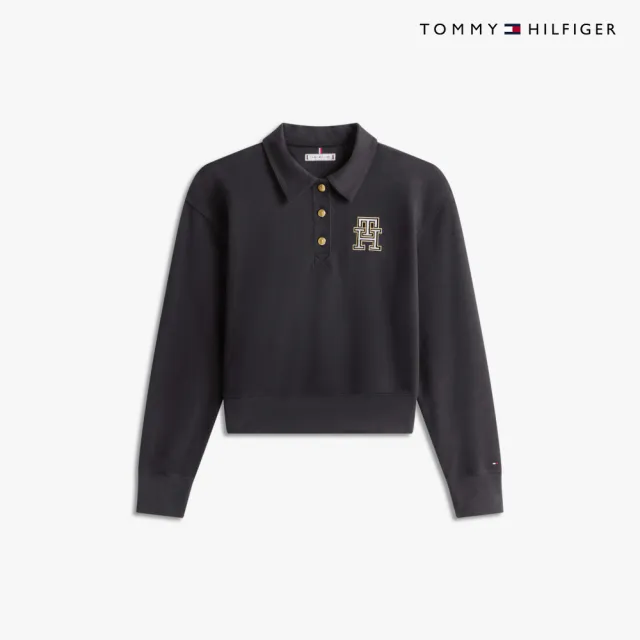 【TOMMY HILFIGER】官方旗艦館Varsity Polo衛衣_黑色