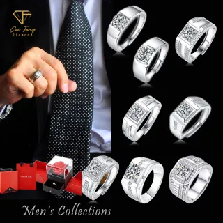 【CF鑽飾】男戒合輯 莫桑鑽 聖誕 交換禮物(1克拉 雙12 男戒 戒指 鑽戒 生日)