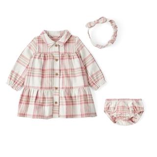【Carter’s】鄉村氣質粉 嬰兒3件組套裝（洋裝/尿布褲/髮帶）(原廠公司貨 童裝 嬰兒 洋裝/尿布褲/髮帶)