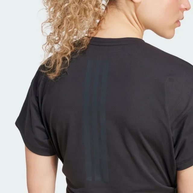 【adidas 愛迪達】愛迪達 Power Tee 女 T恤 運動上衣 休閒短袖 短版上衣 黑 亞版(JX1190)
