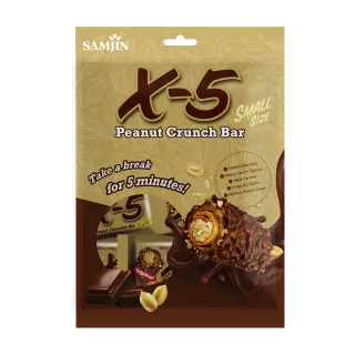 【SAMJIN 三進】韓國X-5 花生巧克力風味捲心酥 8入分享包(下午茶/點心/餅乾/獨立包裝)