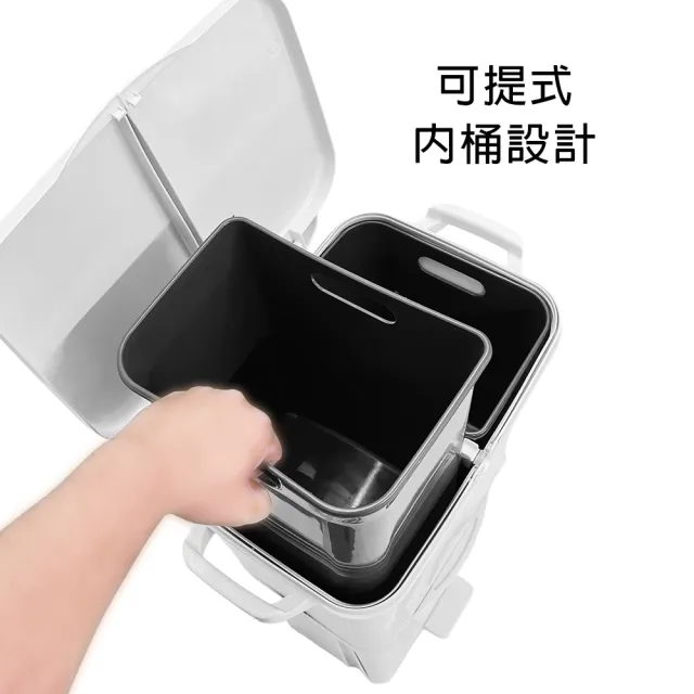 【isona】45L 雙層雙蓋 雙內桶垃圾桶(腳踏按壓 分類垃圾桶 垃圾筒)