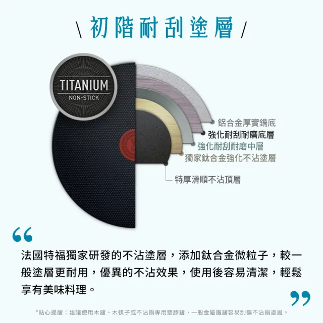 【Tefal 特福】momo獨家 法國製水星系列28CM不沾鍋平底鍋