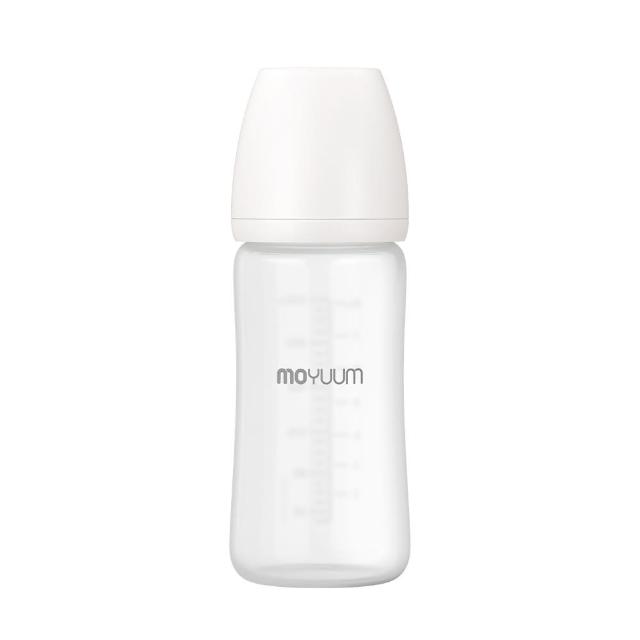 【MOYUUM】韓國 寬口矽膠玻璃奶瓶-雲朵白(240ml)