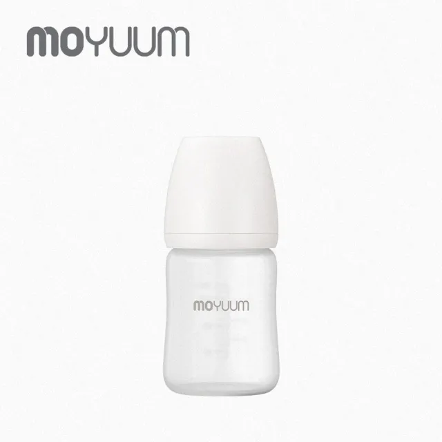 【MOYUUM】韓國 寬口矽膠玻璃奶瓶-雲朵白(150ml)