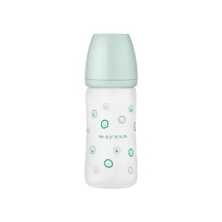 【MOYUUM】韓國 寬口矽膠玻璃奶瓶-微笑泡泡(240ml)