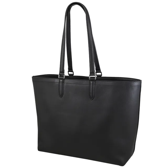 【FENDI 芬迪】ROMA 簡約經典LOGO荔枝牛皮大容量肩背包托特包(黑)