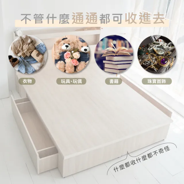 【藤原傢俬】白色戀人木芯板收納空間床底/架雙人加大6尺-單抽(不含床頭)