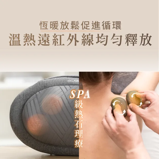 【OGAWA】全效多功能按摩枕OL-1388(枕療士/按摩器/肩頸按摩/頸部按摩/腰部按摩/按摩用品/溫熱/無線使用)
