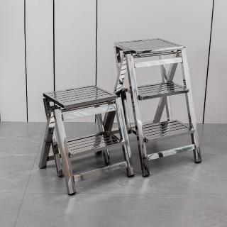 【SHINKAWA新川】多功能不鏽鋼梯子 二層加厚踏步臺階 便攜人字梯(椅子/洗手凳/腳踏凳/梯子)