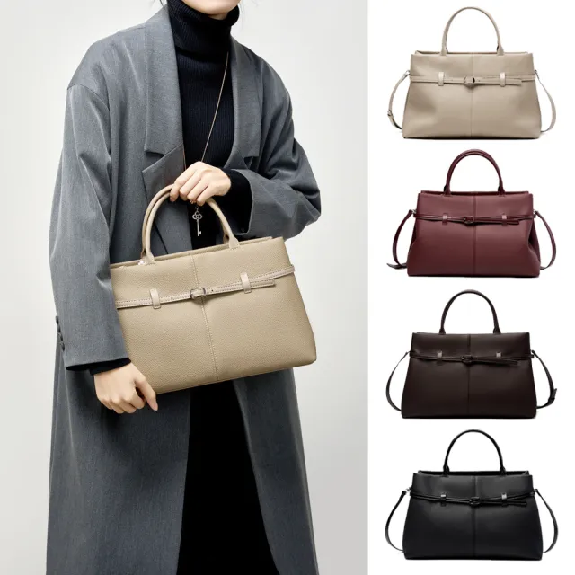 【BAGGLY&CO】雙11 凱特頭層牛皮大容量多隔層托特包手拿包斜背包肩背包(棕色/酒紅/咖啡/黑色)