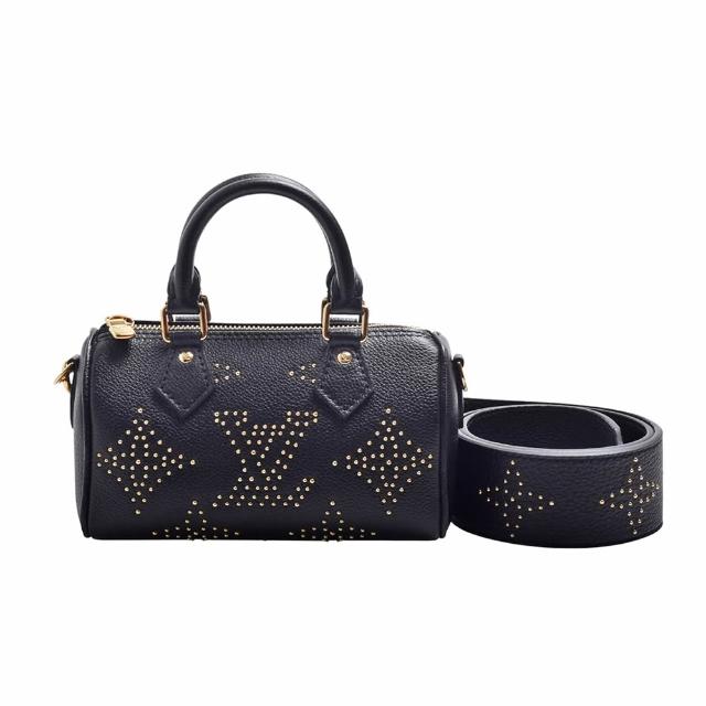 LV LOUIS VUITTON路易威登 M46745 經典 Nano Speedy 系列 Empreinte 壓紋牛皮金色鉚釘手提
