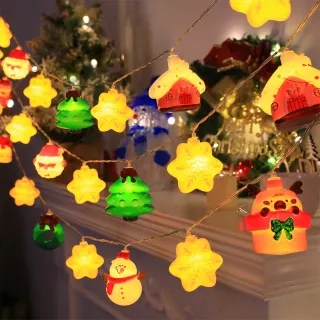 【半島良品】聖誕造型公仔燈串(聖誕燈飾/燈泡燈串/氣氛燈/窗台佈置/派對裝飾)