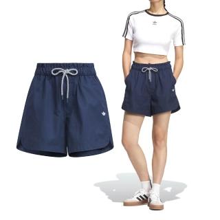 【adidas 愛迪達】W Short 女款 藍色 棉質 透氣 訓練 運動 休閒 短褲 KG8498