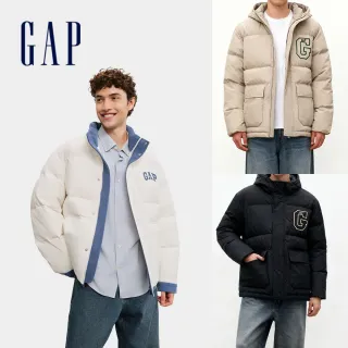【GAP】男裝 Logo刺繡印花連帽/假兩件立領羽絨外套-多款任選(791885&791888)