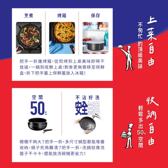 【Tefal 特福】法國製巧變精靈系列24CM不沾深煎鍋-沉靜黑
