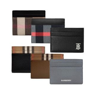 【BURBERRY 巴寶莉】經典燙印LOGO/格紋拼接牛皮名片夾/卡夾(款式任選)