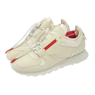 【REEBOK】慢跑鞋 Classic Vegan 男鞋 米 紅 解構 皮革 復古 抽繩(IG9802)